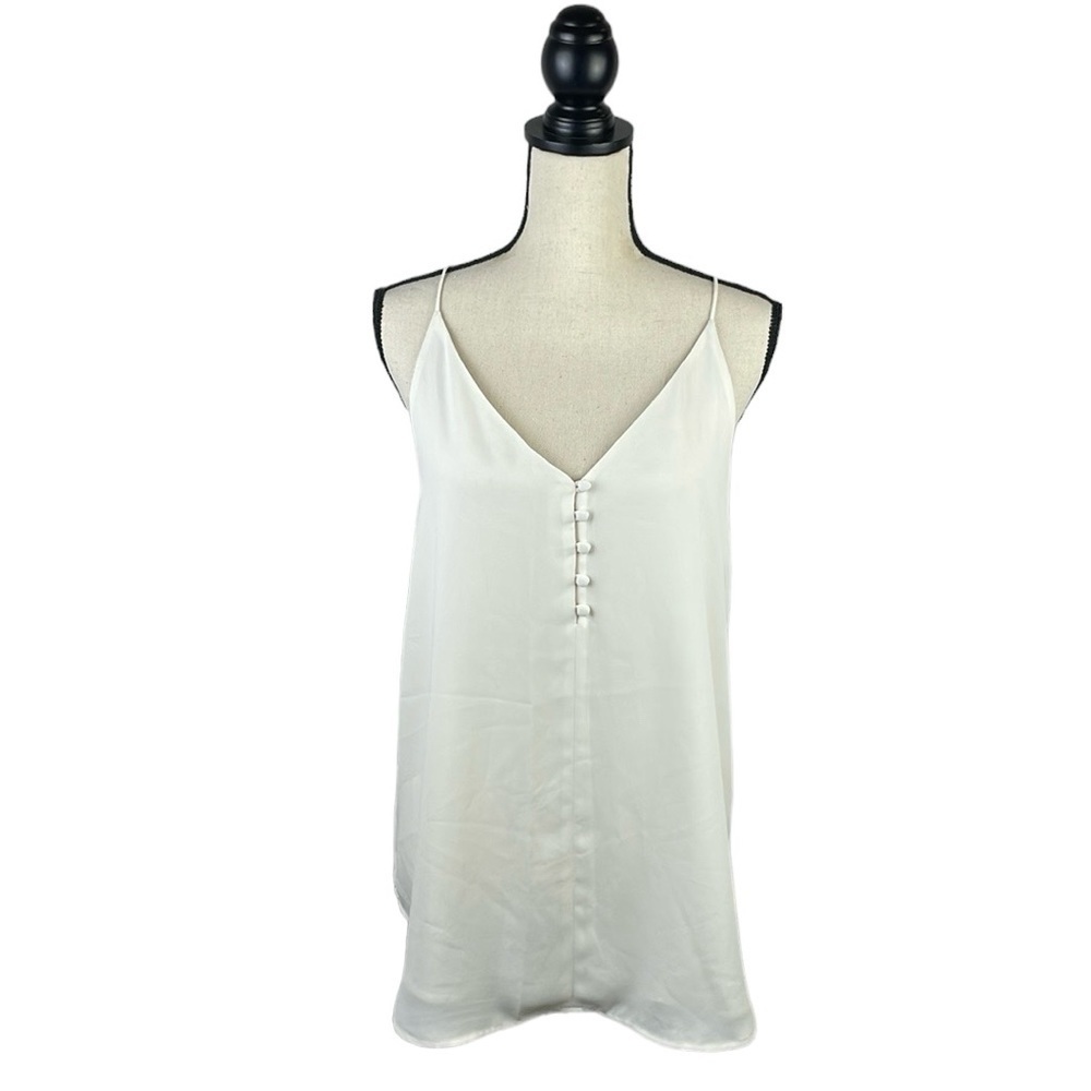 LOFT Women Spaghetti Strap Cream Top Tank Camisole SZ M Flowy Layered V-Neck